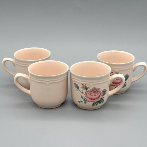 Vintage International Tableworks England Stoneware Rose Coffee Cups Japan - Picture 6 of 8